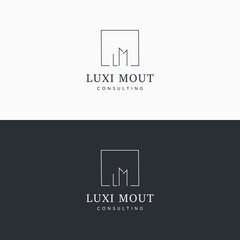 LM city logo template, building icon initial LM.
