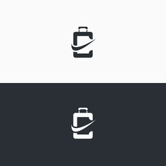 C or E travel bag logo template, simple modern design bag travel initial C or E.