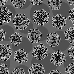 Bacteria, microbe, virus outline vector seamless pattern print