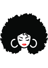 Afro Woman, Black Woman, African American Woman, African Girl, Curly Hair, Afro Queen, Eps file, Silhouette