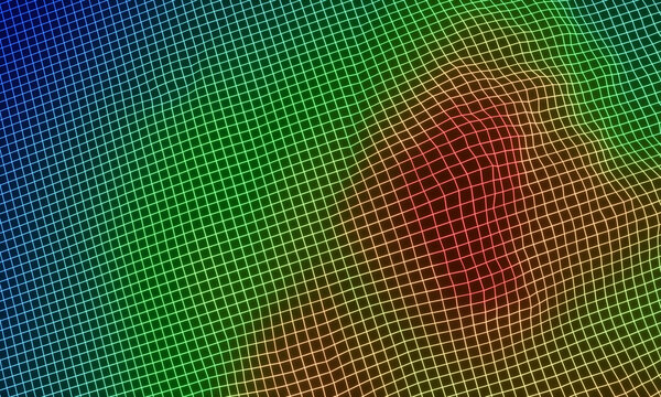 3D Rendered Topographic Wireframe. Level Heat Map.