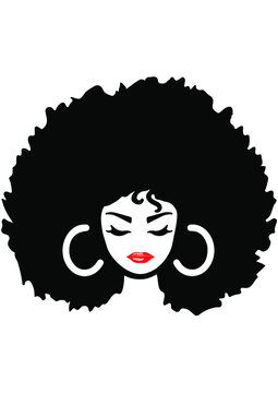 Afro Woman, Black Woman, African American Woman, African Girl, Curly Hair, Afro Queen, Eps file, Silhouette