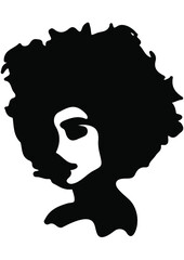 Afro Woman, Black Woman, African American Woman, African Girl, Curly Hair, Afro Queen, Eps file, Silhouette
