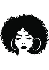 Afro Woman, Black Woman, African American Woman, African Girl, Curly Hair, Afro Queen, Eps file, Silhouette