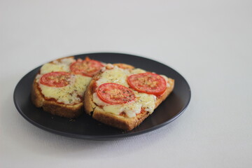 Pizza toast with home baked bread loaf