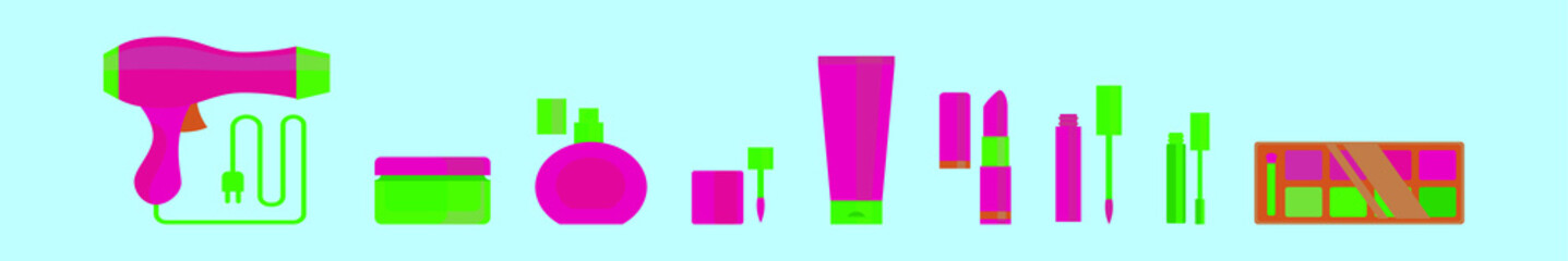 set of makeup cartoon icon design template with various models. vector illustration isolated on blue background