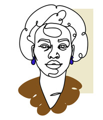 Abstract female portrait hand-drawn. Illustration for posters, t-shirts or advertising. Line drawing female portrait