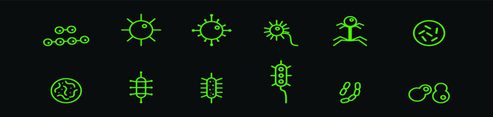 set of mold cartoon icon design template with various models. vector illustration isolated on black background