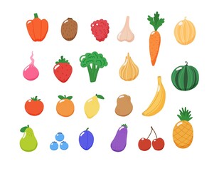 Fruits and vegetables collection. illustration