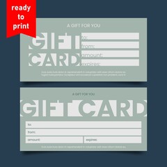 Gift card with customer data, vector illustration.