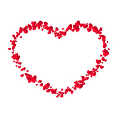 Happy Valentine's Day. Valentine with space for text. Red heart. Vector illustration flat design. A lot of small red hearts along the contour.