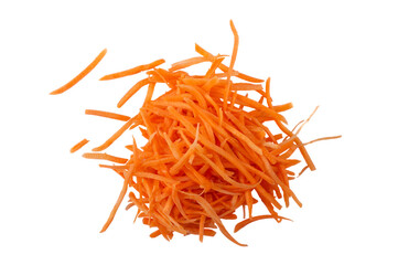 Fototapeta premium Organic fresh grated carrot on white background