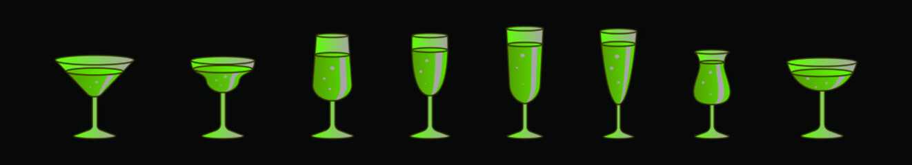 set of fresh drink cartoon icon design template with various models. vector illustration isolated on black background