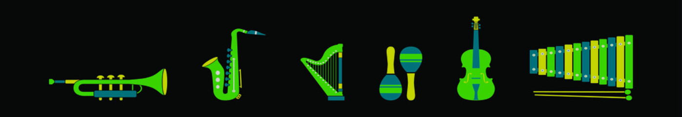 set of marimba music cartoon icon design template with various models. vector illustration isolated on black background