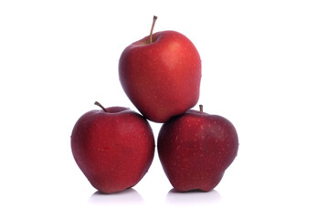 Fresh red Apple fruit with water drops isolated on white background with clipping path.