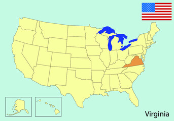 us map, virginia state, vector illustration 