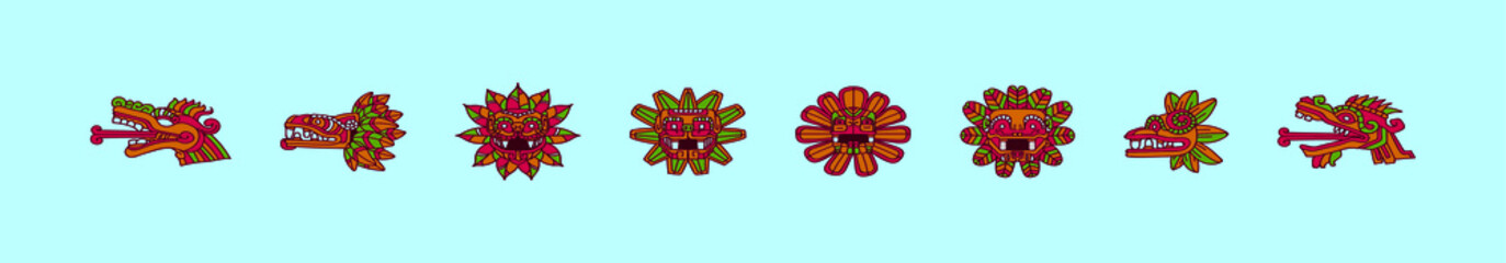 set of quetzalcoatl cartoon icon design template with various models. vector illustration isolated on blue background