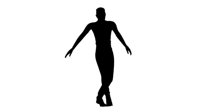 Silhouettes of hip-hop dancing of white background. digital illustration