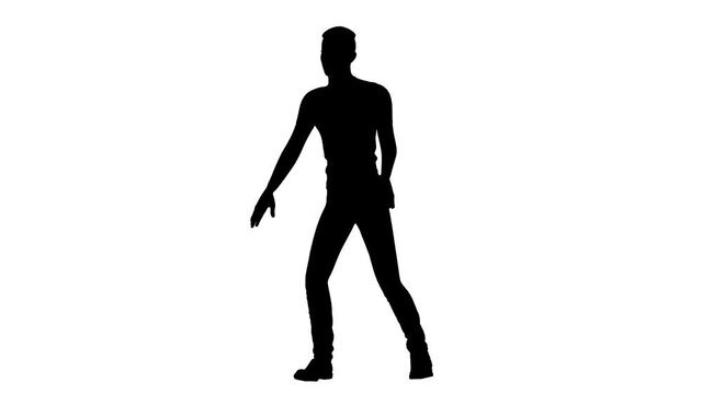 Silhouettes of hip-hop dancing of white background. digital illustration