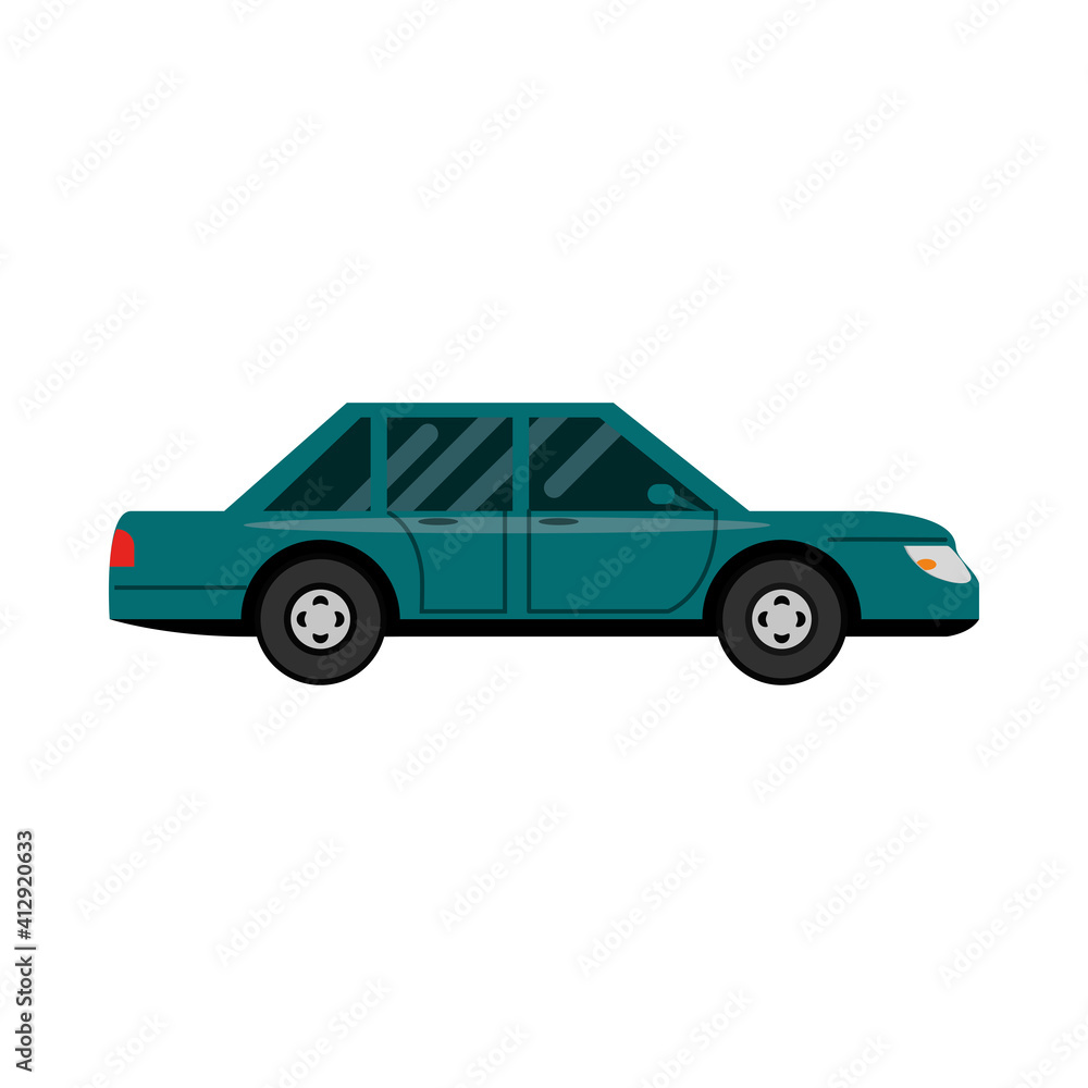 Wall mural car sedan transport vehicle side view, car icon vector