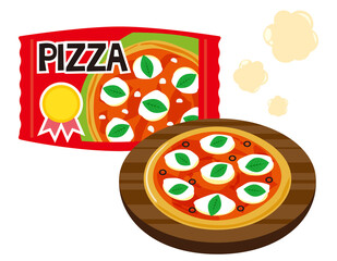 冷凍ピザのベクターイラスト　冷凍食品