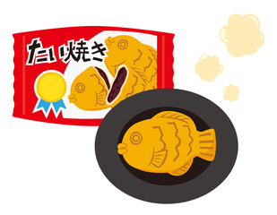 冷凍たい焼きのベクターイラスト　和菓子　冷凍食品