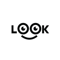 look letter logo concept look words with letter o as eye icon vector illustration suitable for fashion, optical, traveling, education, search engine application web logo design