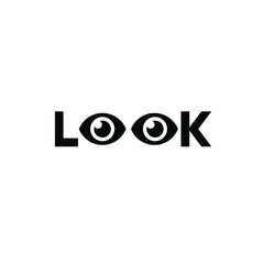 look letter logo concept look words with letter o as eye icon vector illustration suitable for fashion, optical, traveling, education, search engine application web logo design