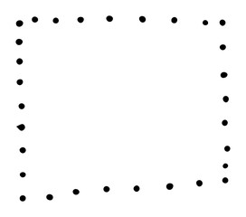 vector isolated element a rectangular frame of black dots on a white background. a frame of dots drawn by hand in the style of a doodle blank inside for the text and the design template of the diary