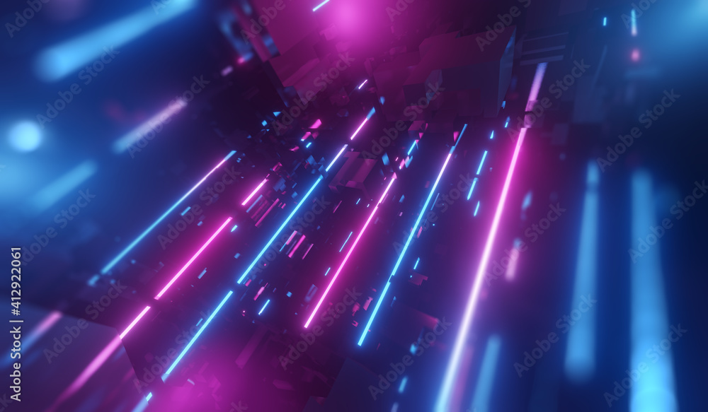 Poster futuristic data stream, digital flow. dynamic pattern with power rays and light. data transferring. 