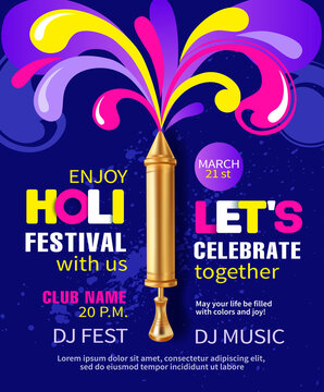 Holi Festival Poster Design. Vector Illustration.
