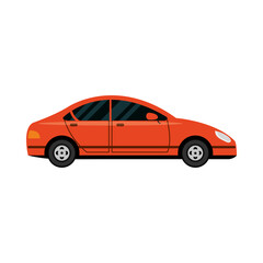 Fototapeta na wymiar red car transport vehicle side view, car icon vector