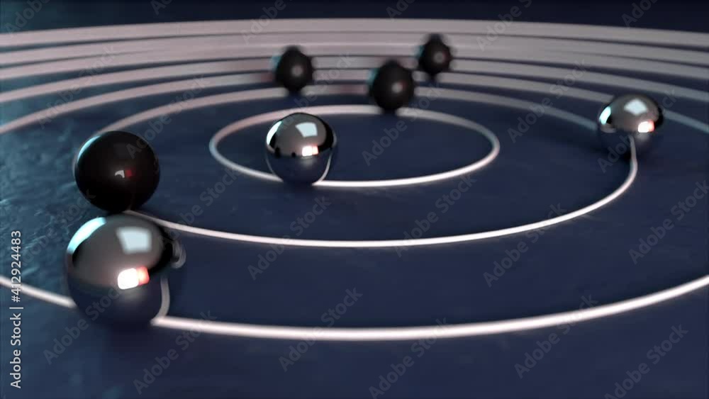 Poster radial way for balls, computer generated. 3d render backdrop