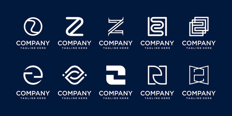 Set of collection initial letter Z logo template. icons for business of fashion, sport, build.