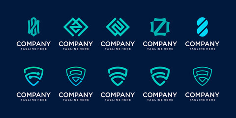 Set of collection initial letter Z logo template. icons for business of fashion, sport, automotive.