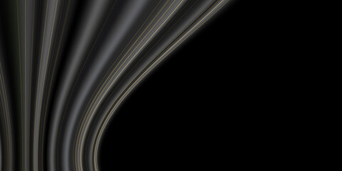 Obraz premium Black and gold luxury background. Black curtain background with shiny golden lines