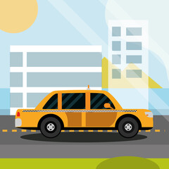Obraz na płótnie Canvas taxi car service cab road over city cityscape, city transport