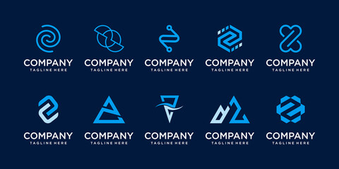 Set of collection initial letter Z logo template. icons for business of fashion, sport, automotive.