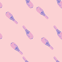Minimalistic style seamless pattern with simple circus juggler mace print. Pink and blue colored artwork.