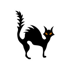 Silhouette of a cat, vector illustration on a white isolated background