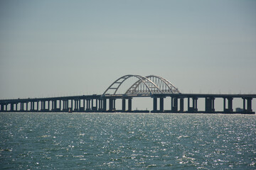Crimean bridge across the Kerch Strait on a clear day