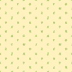 Seamless pattern with alphabet letters. Endless background for English language Day. Chaotically located symbols. Vector illustration