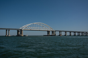 Fototapeta premium Crimean bridge across the Kerch Strait on a clear day