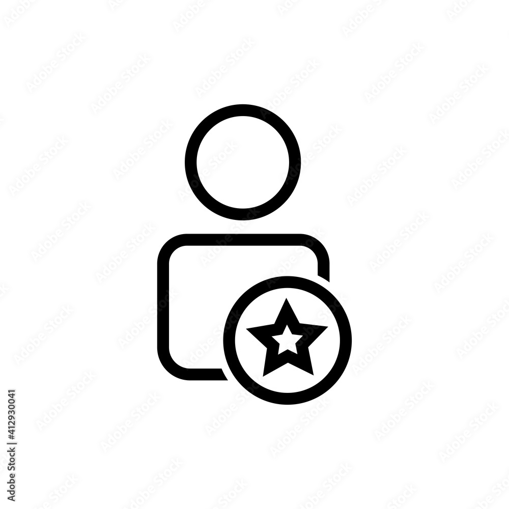 Poster user line icon with star, follower symbol. editable stroke. simple illustration mobile concept and w