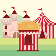 amusement park carnival tickets booth tent and castle