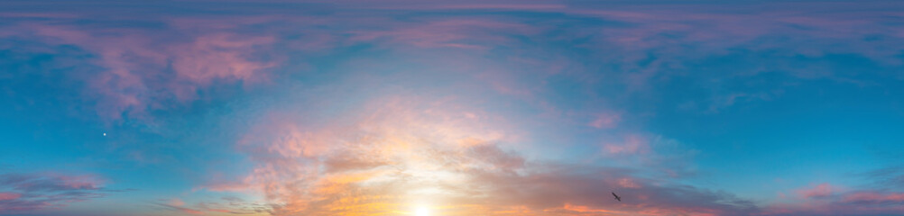 Sky panorama on sunset with Stratocumulus clouds in Seamless spherical equirectangular format as...