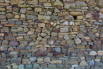 Castle wall made of old stones textures for design and photo background.
