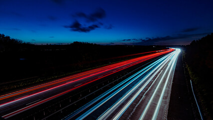 Light Trails on a motorway at dusk