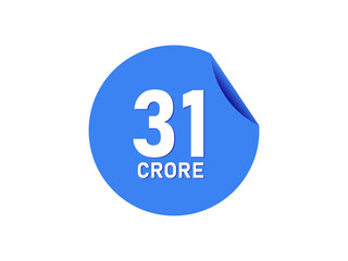 31 Crore texts on the blue sticker