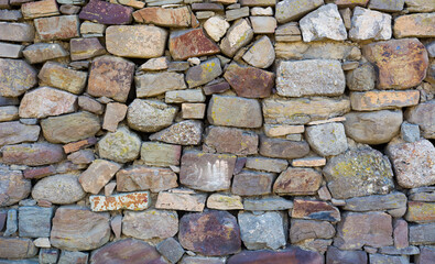 Castle wall made of old stones textures for design and photo background.